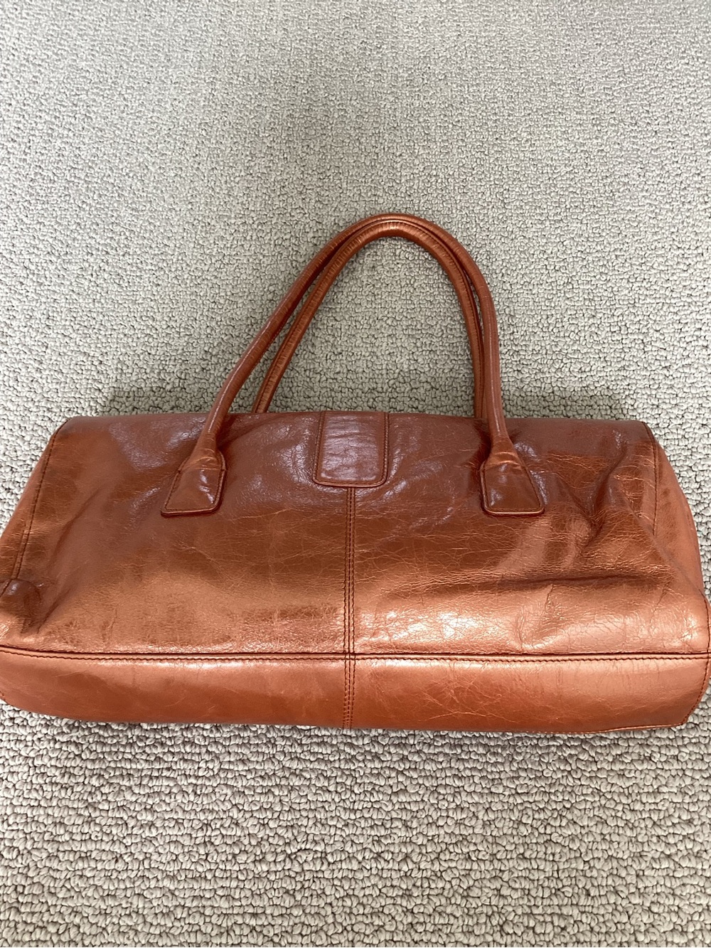 Metallic HOBO Brand Copper Leather Shoulder Bag with Buckle Detail - Picture 4 of 8